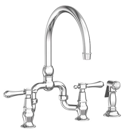 Newport Brass Kitchen Bridge Faucet With Side Spray in Polished Chrome 9459-26